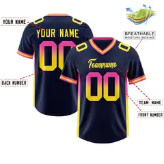 Navy Pink and Gold Gradient Sides Fashion Football Jersey 2