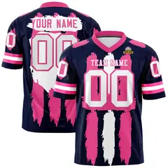 Navy Pink and White Graffiti Flag Football Jersey 1