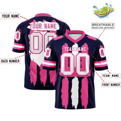 Navy Pink and White Graffiti Flag Football Jersey 2