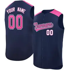 Navy Pink Classic Authentic Sleeveless Baseball Jersey