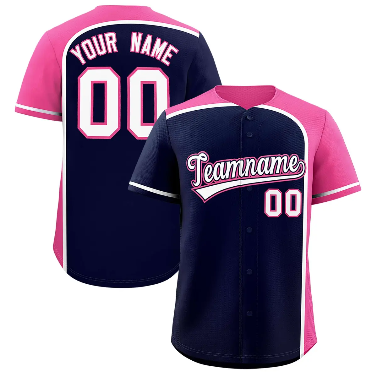 Navy Pink Color Block Authentic Baseball Jersey