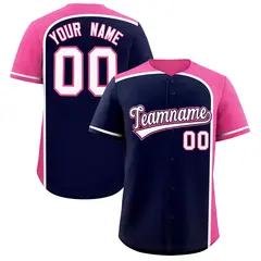Navy Pink Color Block Authentic Baseball Jersey 1