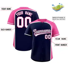 Navy Pink Color Block Authentic Baseball Jersey 2