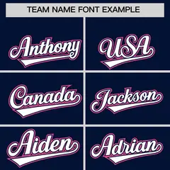 Navy Pink Color Block Authentic Baseball Jersey 3