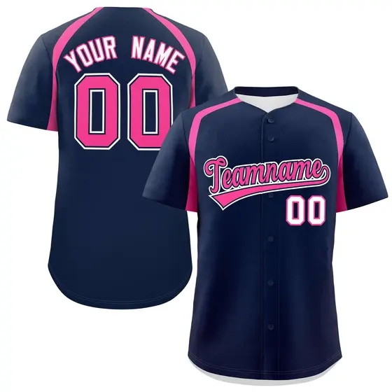 Navy Pink Color Block Authentic Baseball Jersey