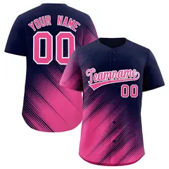 Navy Pink Diagonal Stripe Gradient Fashion Baseball Jersey