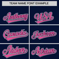 Navy Pink Edge Color Block Baseball Jersey 3