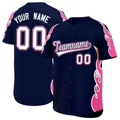 Navy Pink Flame Outline Side Pattern Basketball Jersey 1