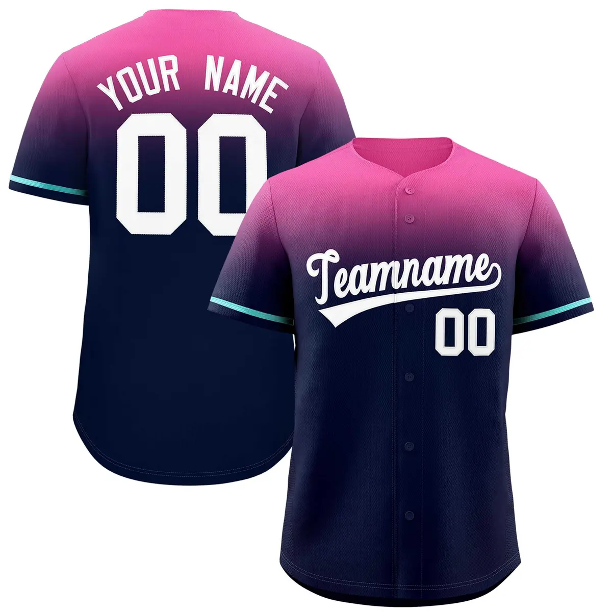 Navy Pink Gradient Authentic Baseball Jersey