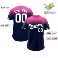 Navy Pink Gradient Authentic Baseball Jersey 2