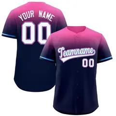 Navy Pink Gradient Authentic Baseball Jersey 1