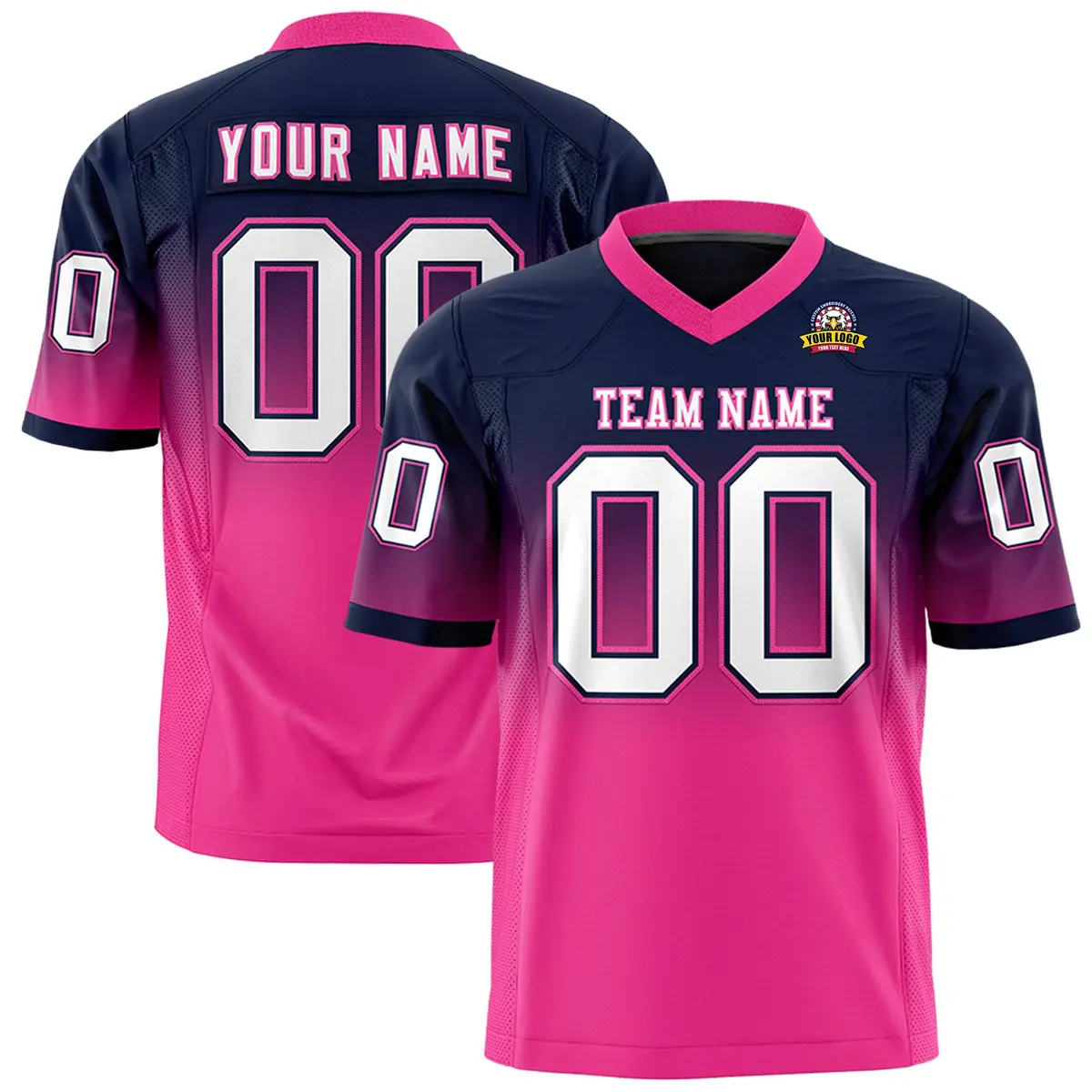 Navy Pink Gradient Fashion Authentic Football Jersey