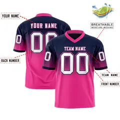 Navy Pink Gradient Fashion Authentic Football Jersey 2