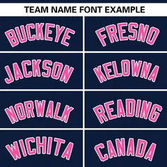 Navy Pink Gradient Side Star Pattern Baseball Jersey 15
