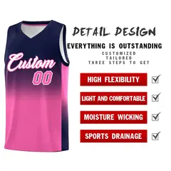 Navy Pink Gradient Sports Uniform Basketball Jersey 2
