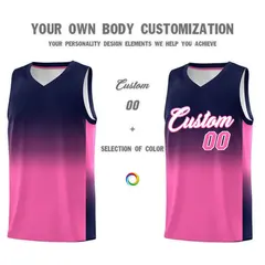Navy Pink Gradient Sports Uniform Basketball Jersey 3