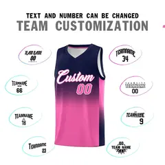 Navy Pink Gradient Sports Uniform Basketball Jersey 4