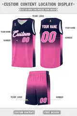 Navy Pink Gradient Sports Uniform Basketball Jersey 5