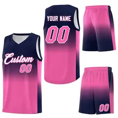 Navy Pink Gradient Sports Uniform Basketball Jersey 7