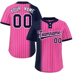 Navy Pink Gradient Stripe Two-Button Softball Jersey 1