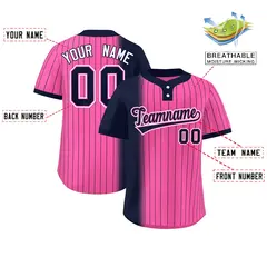Navy Pink Gradient Stripe Two-Button Softball Jersey 2