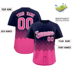 Navy Pink Grid Blur Pattern Baseball Jersey 2