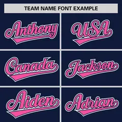 Navy Pink Half Stripe Authentic Baseball Jersey 3