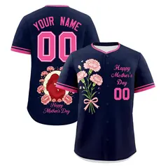 Navy Pink Mother's Day Baseball Jersey