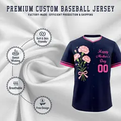 Navy Pink Mother's Day Baseball Jersey 3