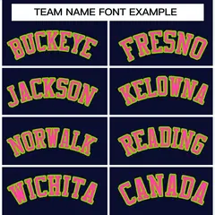 Navy Pink-Neon Green Varsity Full-Snap Letterman Jacket 3