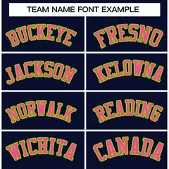 Navy Pink-Neon Green Varsity Full-Snap Letterman Jacket 5