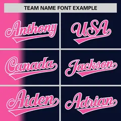 Navy Pink Pinstripe Gradient Baseball Jersey 3