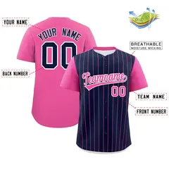 Navy Pink Pinstripe Two-Tone Authentic Baseball Jersey 2