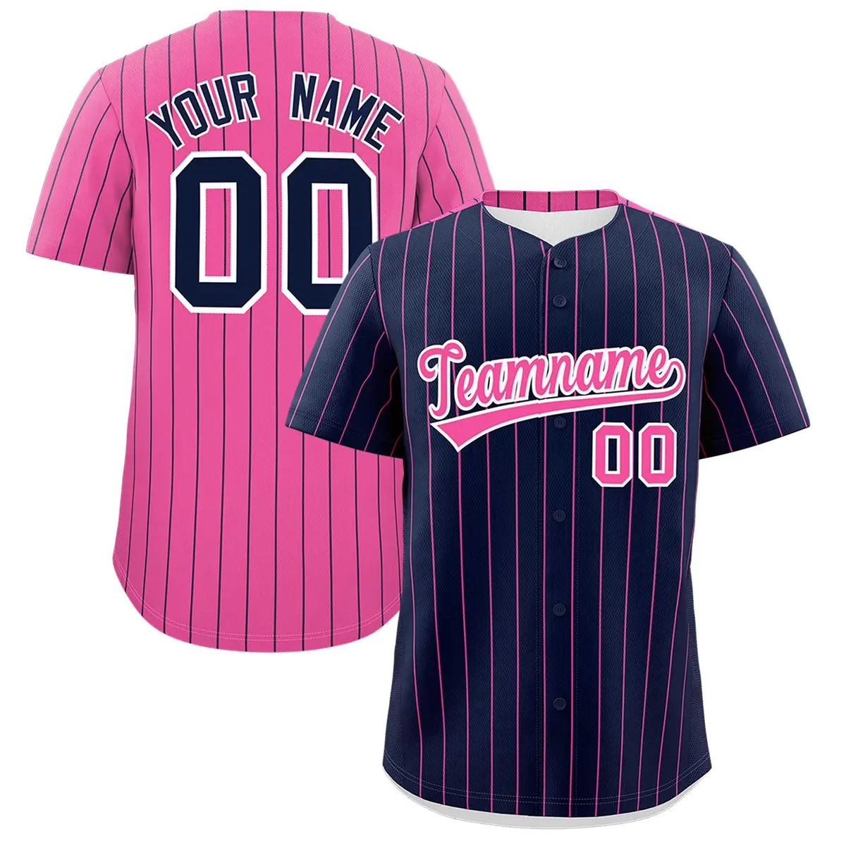 Navy Pink Pinstripe Two-Tone Authentic Baseball Jersey