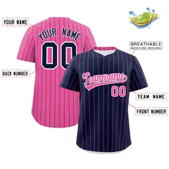 Navy Pink Pinstripe Two-Tone Authentic Baseball Jersey 2