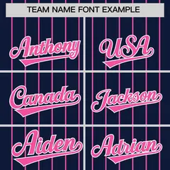 Navy Pink Pinstripe Two-Tone Authentic Baseball Jersey 3