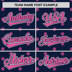 Navy Pink Polka Dot Graffiti Authentic Baseball Jersey 3