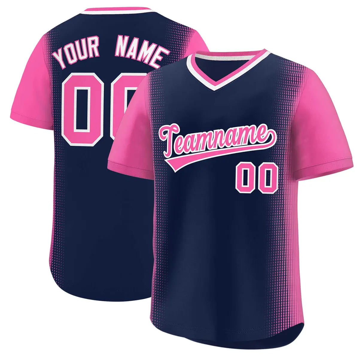 Navy Pink Raglan Pullover Baseball Jersey