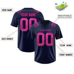 Navy Pink Sequin Lettering Football Jersey 2