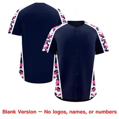 Navy Pink Side Camo Baseball Jersey 7