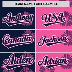 Navy Pink Split Flower Graffiti Authentic Baseball Jersey 3