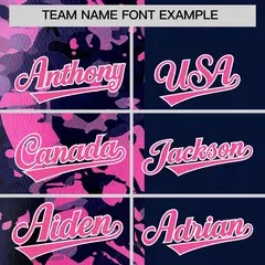 Navy Pink Split Graffiti Raglan Sleeve Baseball Jersey 3
