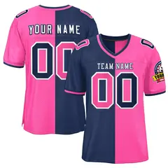 Navy Pink Split Two Tone Authentic Football Jersey 1
