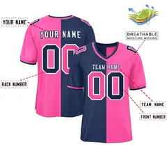 Navy Pink Split Two Tone Authentic Football Jersey 2