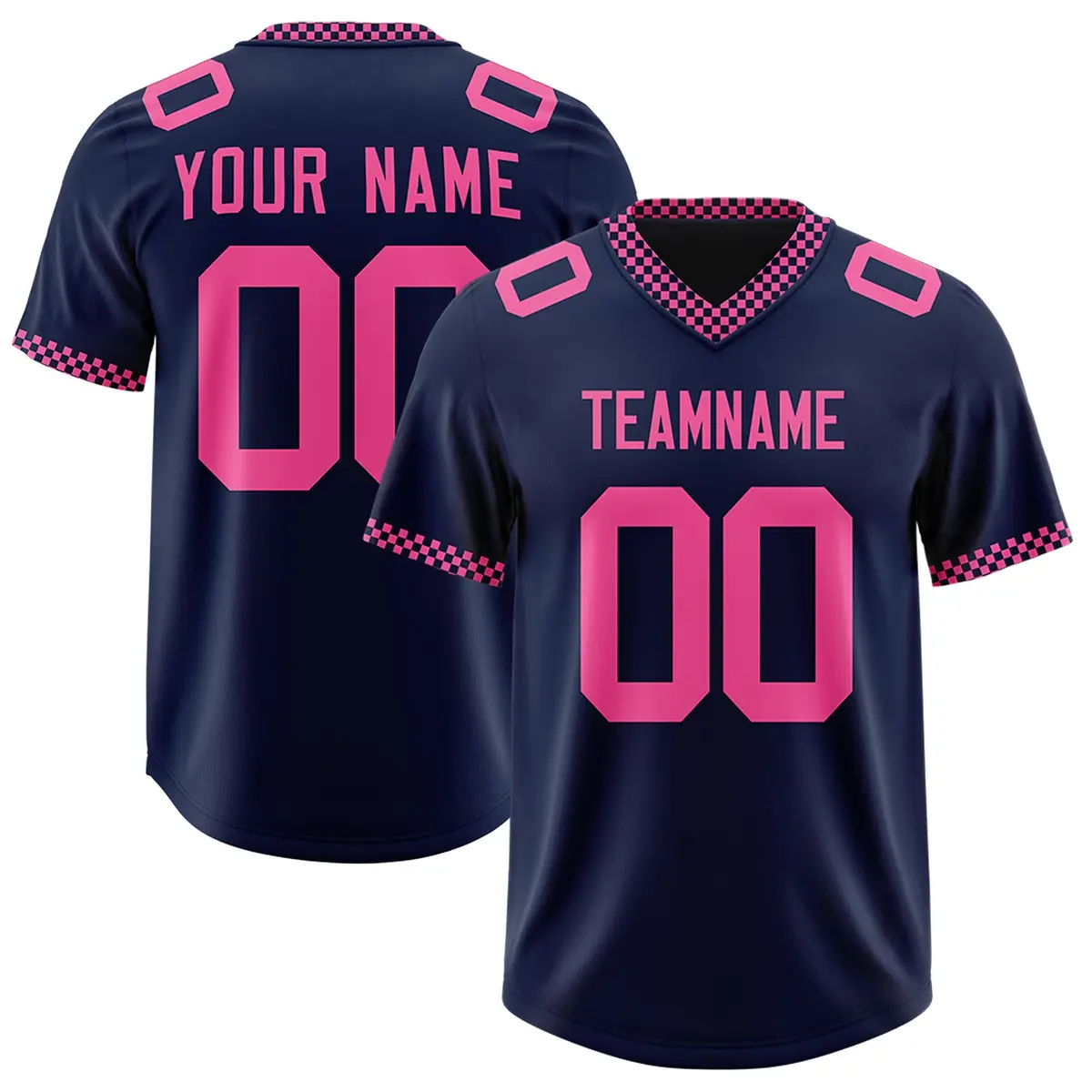 Navy Pink Square Neckline Classic Authentic Football Jersey