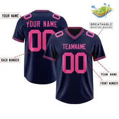 Navy Pink Square Neckline Classic Authentic Football Jersey 2