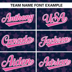 Navy Pink Star Graffiti Pattern Authentic Baseball Jersey 3