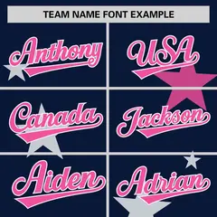 Navy Pink Star Graffiti Two-Button Baseball Jersey 3