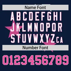 Navy Pink Star Graffiti Two-Button Baseball Jersey 4