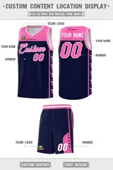Navy Pink Star Pattern Team Basketball Jersey 5